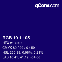 カラーコード: RGB 19 1 105 | qconv.com