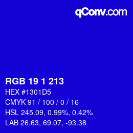 Color code: RGB 19 1 213 | qconv.com
