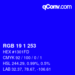 Color code: RGB 19 1 253 | qconv.com