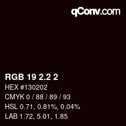 カラーコード: RGB 19 2.2 2 | qconv.com