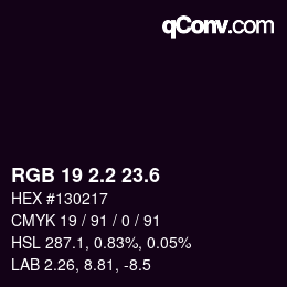 カラーコード: RGB 19 2.2 23.6 | qconv.com