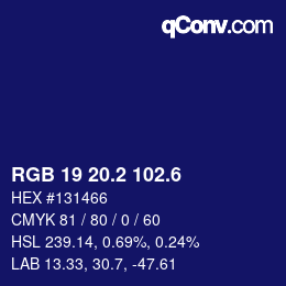 カラーコード: RGB 19 20.2 102.6 | qconv.com