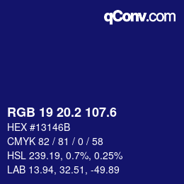 カラーコード: RGB 19 20.2 107.6 | qconv.com