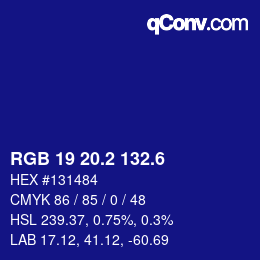 カラーコード: RGB 19 20.2 132.6 | qconv.com