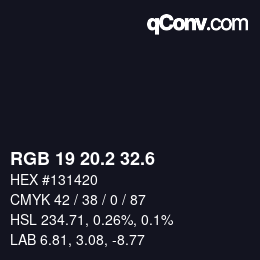カラーコード: RGB 19 20.2 32.6 | qconv.com