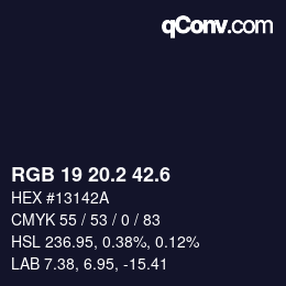 カラーコード: RGB 19 20.2 42.6 | qconv.com