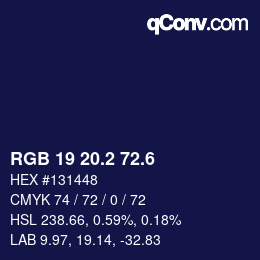 カラーコード: RGB 19 20.2 72.6 | qconv.com