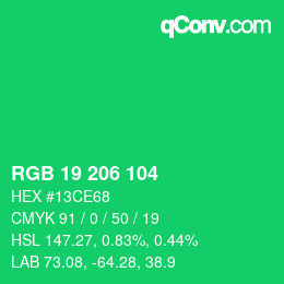 Color code: RGB 19 206 104 | qconv.com