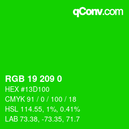 Color code: RGB 19 209 0 | qconv.com