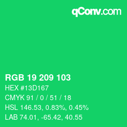 Color code: RGB 19 209 103 | qconv.com