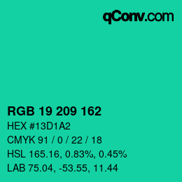 Color code: RGB 19 209 162 | qconv.com