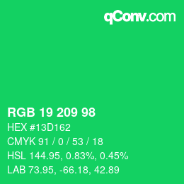Color code: RGB 19 209 98 | qconv.com