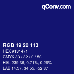 Color code: RGB 19 20 113 | qconv.com