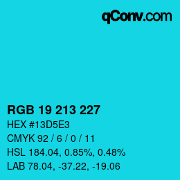 Color code: RGB 19 213 227 | qconv.com