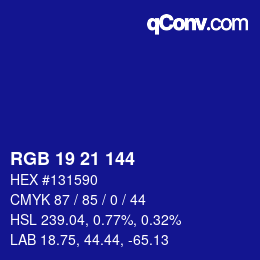 颜色代码: RGB 19 21 144 | qconv.com