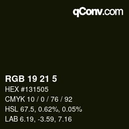 颜色代码: RGB 19 21 5 | qconv.com