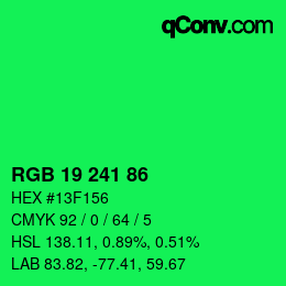 Color code: RGB 19 241 86 | qconv.com