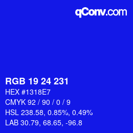 カラーコード: RGB 19 24 231 | qconv.com