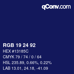 颜色代码: RGB 19 24 92 | qconv.com