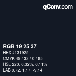 Color code: RGB 19 25 37 | qconv.com