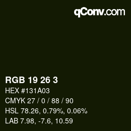 カラーコード: RGB 19 26 3 | qconv.com