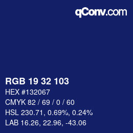 Color code: RGB 19 32 103 | qconv.com