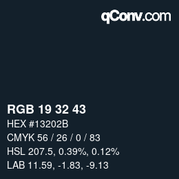 カラーコード: RGB 19 32 43 | qconv.com