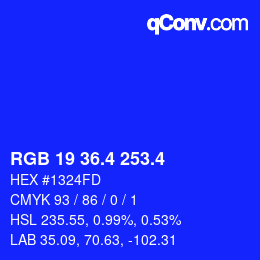 カラーコード: RGB 19 36.4 253.4 | qconv.com