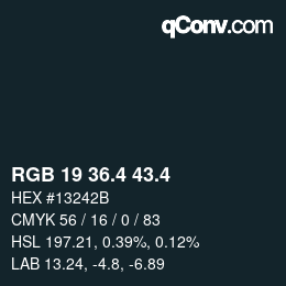 カラーコード: RGB 19 36.4 43.4 | qconv.com