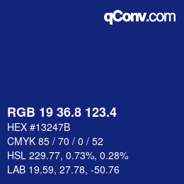 カラーコード: RGB 19 36.8 123.4 | qconv.com