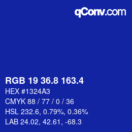 カラーコード: RGB 19 36.8 163.4 | qconv.com
