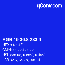 カラーコード: RGB 19 36.8 233.4 | qconv.com