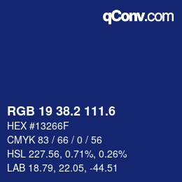 カラーコード: RGB 19 38.2 111.6 | qconv.com