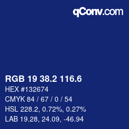 カラーコード: RGB 19 38.2 116.6 | qconv.com