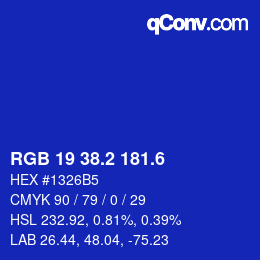 カラーコード: RGB 19 38.2 181.6 | qconv.com