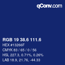 カラーコード: RGB 19 38.6 111.6 | qconv.com