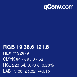 カラーコード: RGB 19 38.6 121.6 | qconv.com