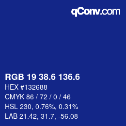 カラーコード: RGB 19 38.6 136.6 | qconv.com