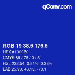 カラーコード: RGB 19 38.6 176.6 | qconv.com