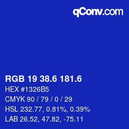 カラーコード: RGB 19 38.6 181.6 | qconv.com