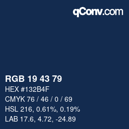 カラーコード: RGB 19 43 79 | qconv.com