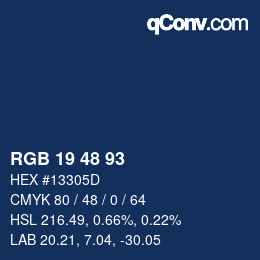 カラーコード: RGB 19 48 93 | qconv.com