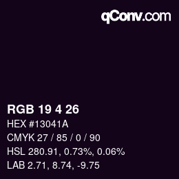 Color code: RGB 19 4 26 | qconv.com
