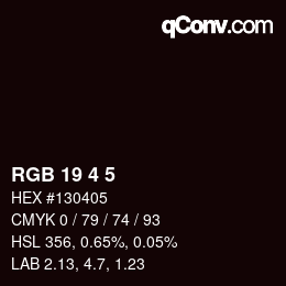 Color code: RGB 19 4 5 | qconv.com