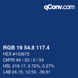 カラーコード: RGB 19 54.8 117.4 | qconv.com
