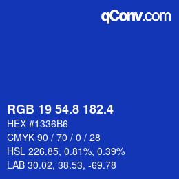 カラーコード: RGB 19 54.8 182.4 | qconv.com