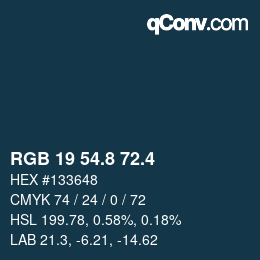 カラーコード: RGB 19 54.8 72.4 | qconv.com