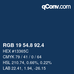 カラーコード: RGB 19 54.8 92.4 | qconv.com