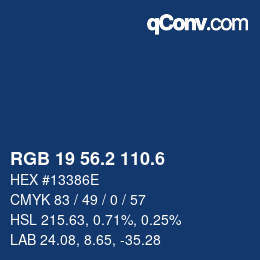 カラーコード: RGB 19 56.2 110.6 | qconv.com
