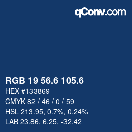 カラーコード: RGB 19 56.6 105.6 | qconv.com